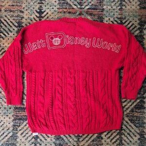 Disney World Spirit Jersey Red Cable Knit Sweater